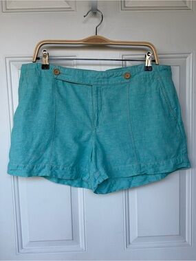 •LOFT• Linen Blend Aqua Shorts – Size 12